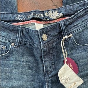 Dark Wash Denim Super Low Rise Boot Cut size 11